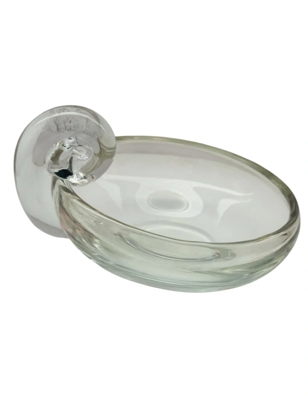 TOSCANY Handled Nappy Kristen Clear Glass Soap Dish with Curled Accent